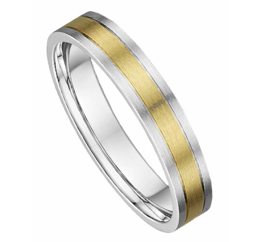 4mm Flat Court Medium Two Tone Plain Wedding Ring | C856A07G  5226 WFAM